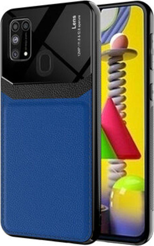 Samsung Galaxy M31 Şık Deri Görünümlü Sert Pc Emiks Premium Kılıf