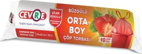 Büzgülü Çöp Torbası Çilek Kokulu Orta Boy 10'lu 55 X 60 Cm