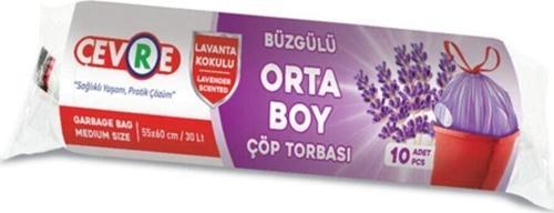 Büzgülü Çöp Torbası Lavanta Kokulu Orta Boy 10'lu 55 X 60 Cm