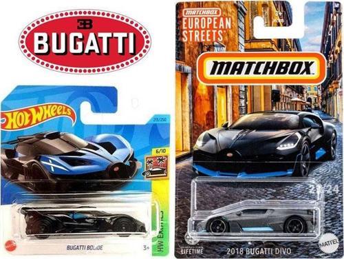 2 Araç Bugatti Set - Hot Wheels Bolide & Matchbox Divo (1/64)