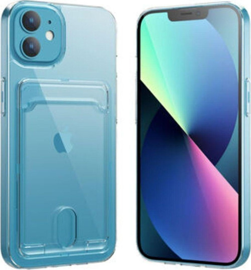 İphone 12 Şeffaf Kart Bölmelli Sert Ensa Premium Silikon Kılıf