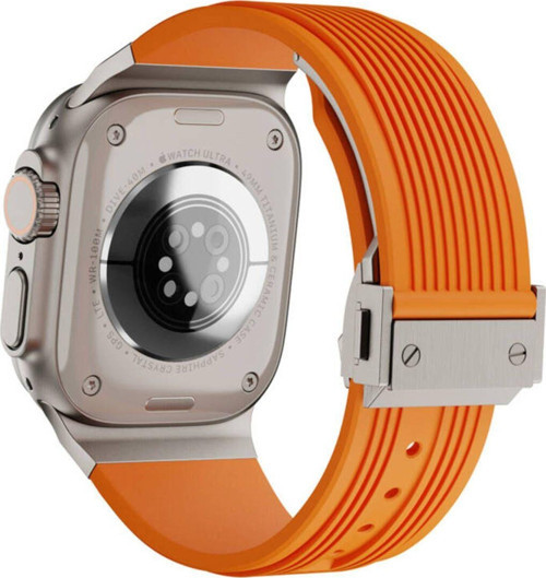 Apple Watch 7 45Mm Krd-113 Spor Görünümlü Silikon Kordon
