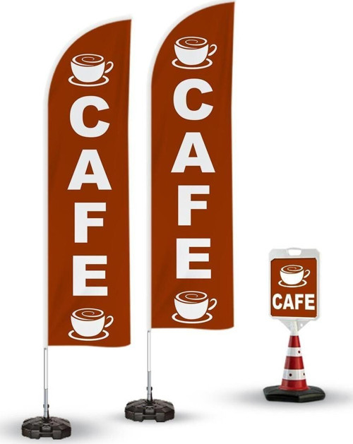 Cafe Temalı 2 Adet Yelken Bayrak,1 Adet Reklam Duba Paketi
