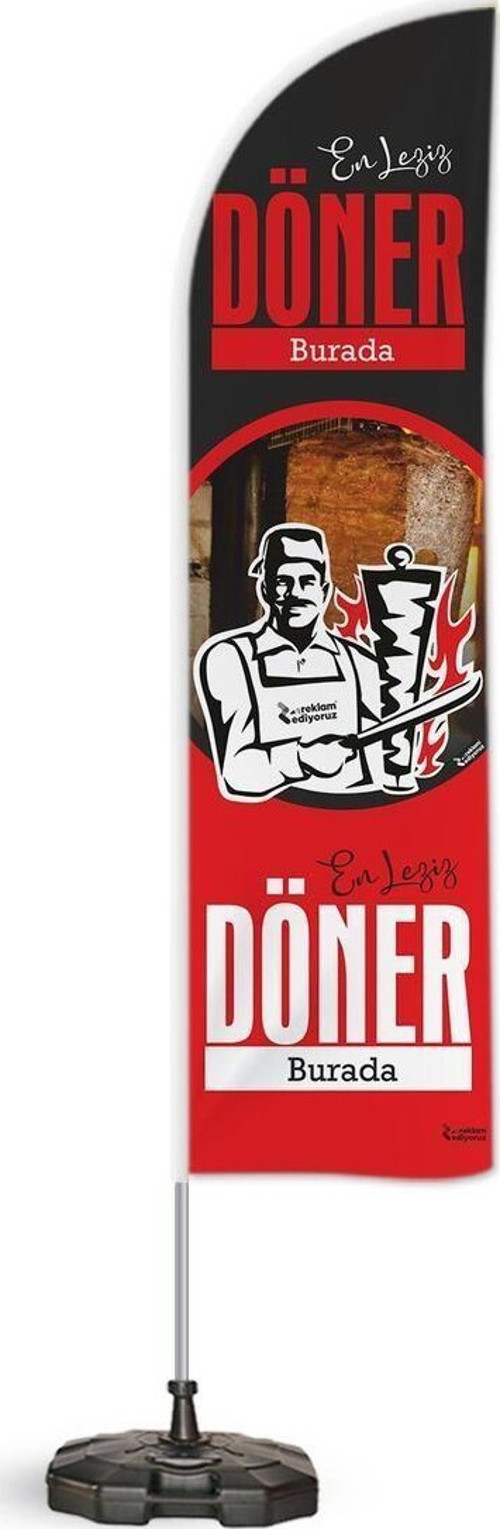 Döner Kırmızı Temalı Tek Yelken Bayrak V1 1adet