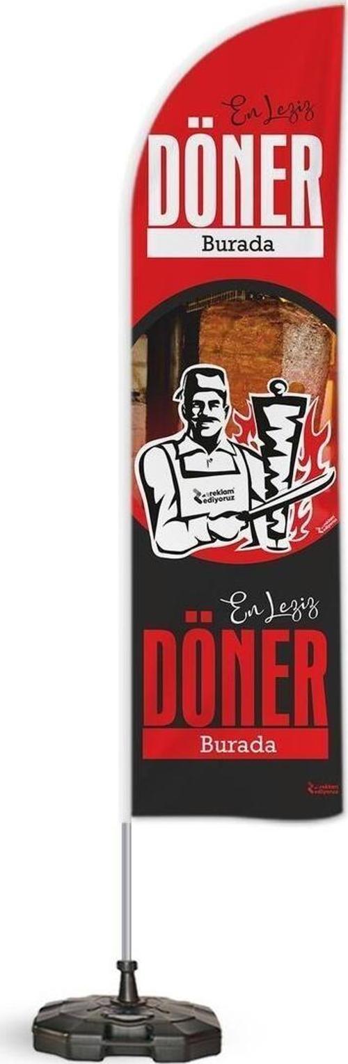 Döner Kırmızı Temalı Tek Yelken Bayrak V2 1adet