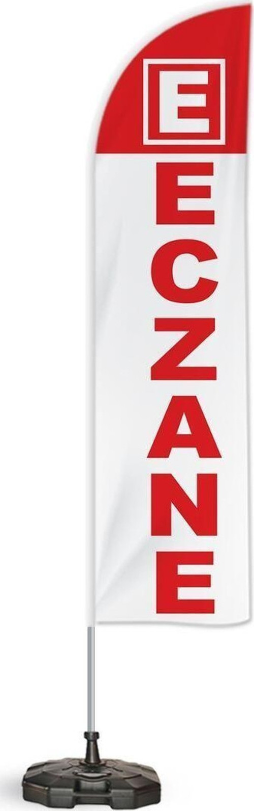 Eczane Yönlendirme Tanıtım Ve Reklam Yelken Bayragı Beyaz Logolu