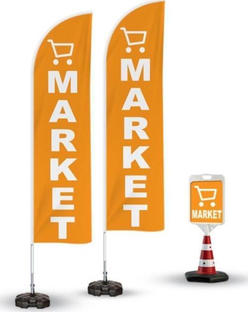 Market Temalı  2 Adet Yelken Bayrak,1 Adet Reklam Duba Paketi