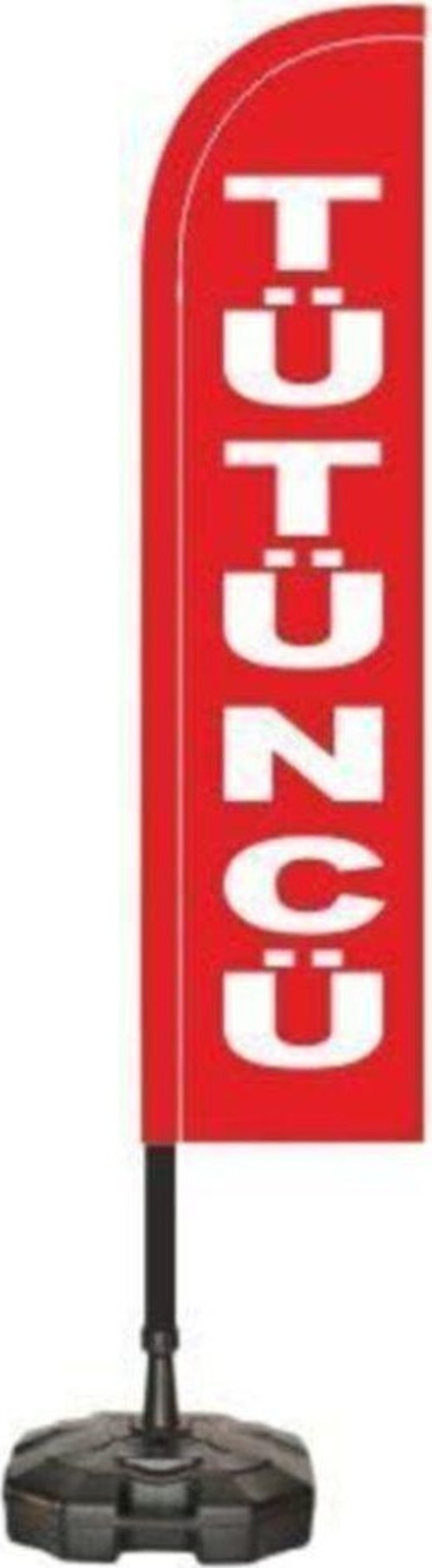 Tütüncü Temalı Kırmızı Renk Yelken Bayrak