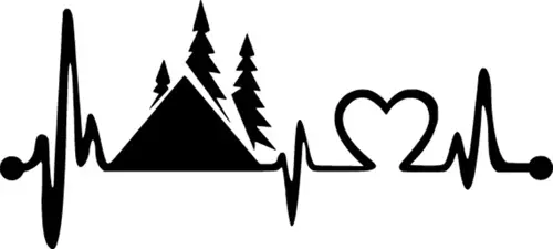 Kalp Ritmi ve Kamp Sticker (Oto-Motor-Laptop-Duvar-Dekor) 10 x 5 cm