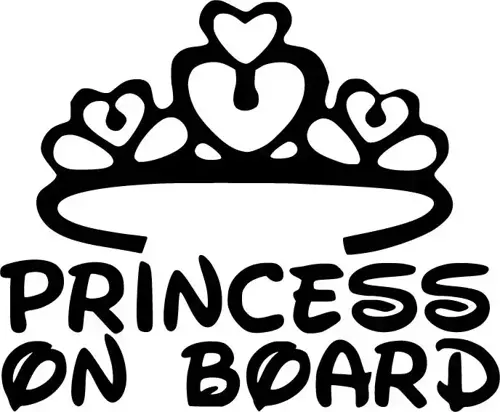 Princess on Board Sticker (Oto-Motor-Laptop-Duvar-Dekor) 10 x 8 cm