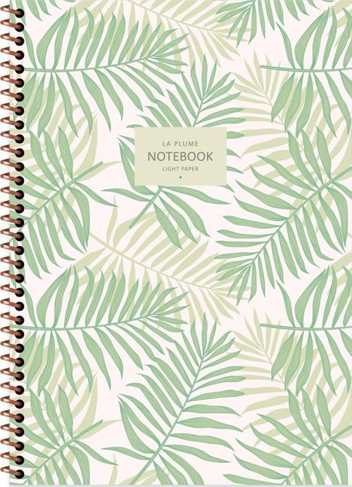A4 Çizgili Defter La Plume Leaves - Yeşil