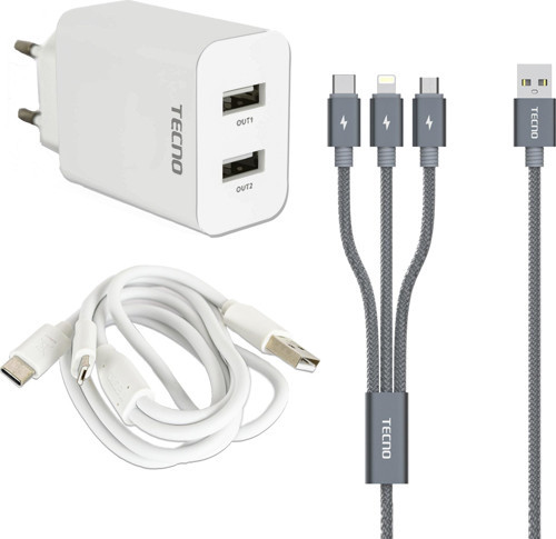 Redmi 9C Çift UsbA & Type-C, Lightning, Micro Çıkışlı 3in1 Kablolu Hızlı Şarj Aleti