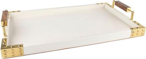 Beyaz Gold Resin Tepsi 51x31x4 cm