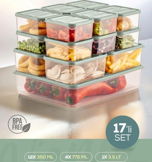 17li Buzdolabı Düzenleyici Organizer Mikrodalgaya Uygun Difriz Saklama Kabı Mint