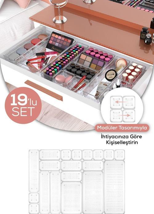 19lu Dolap İçi Çekmece Düzenleyici Mutfak Çekmece İçi Kaşıklı Organizer