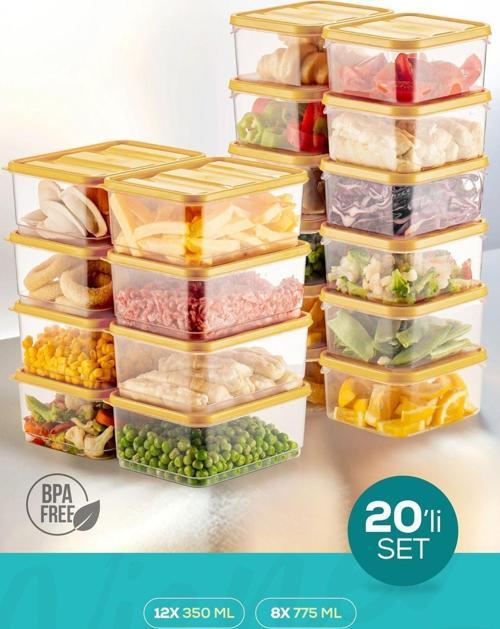 20li Buzdolabı Düzenleyici Organizer Mikrodalgaya Uygun Difriz Saklama Kabı Sarı