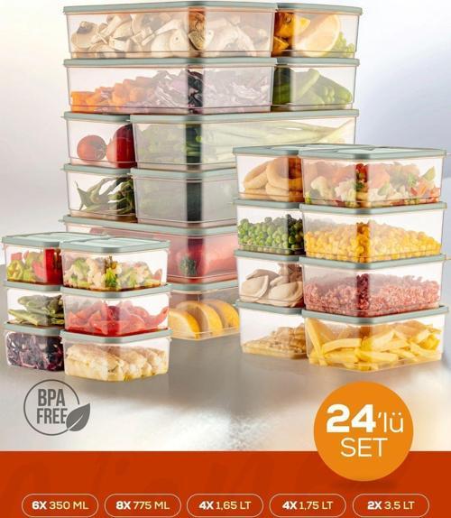 24lü Buzdolabı Düzenleyici Organizer Mikrodalgaya Uygun Difriz Saklama Kabı Mint