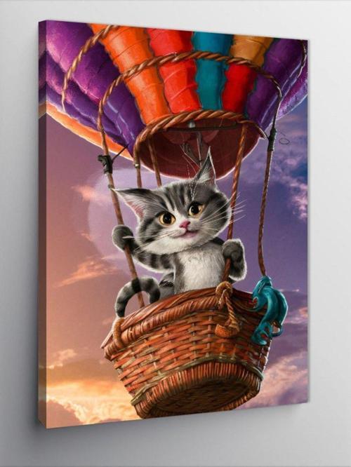 Kanvas Tablo Balon Ve Kedi