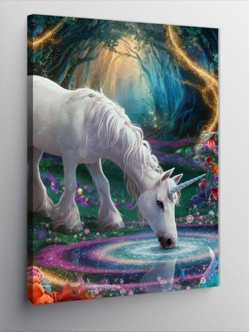Kanvas Tablo Su İçen Unicorn