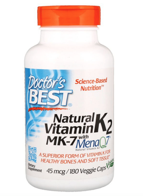 Doctor'S Best, Natural Vitamin K2 Mk-7 With Menaq7, 45 Mcg, 180 Veggie Capsul.Usa.3547