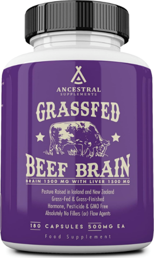 Swanson Ancestral Supplements Grass Fed Beef Brain With Beef Liver 3000Mg 180 Capsul. Usa Menşei.Ozelsporcu