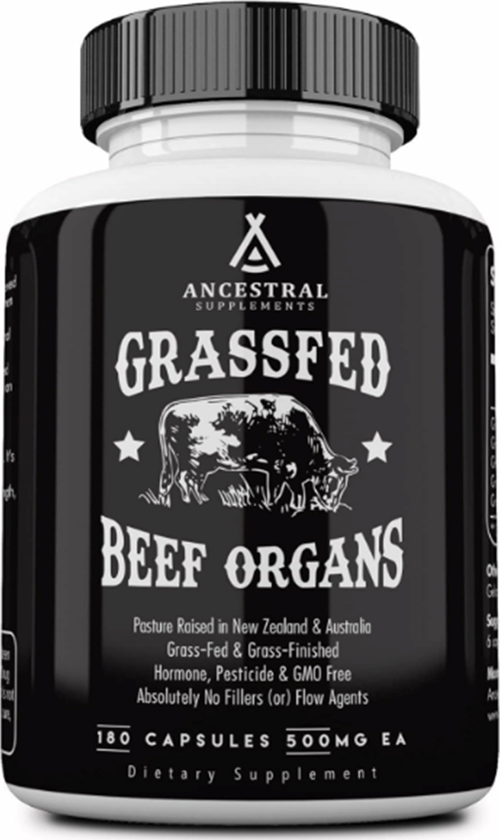 Swanson Ancestral Supplements Grass Fed Beef Organs (Desiccated) Liver,Heart,Kidney,Pancreas,Spleen 180 Cap