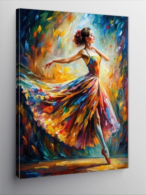Kanvas Tablo Pastel Renkler İçindiki Balerin Kadın