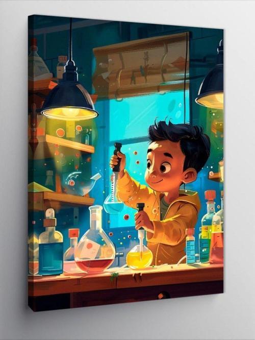 Kanvas Tablo Deney Yapan Çocuk