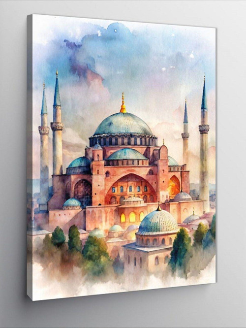 Kanvas Tablo Pastel Renkli Ayasofya Camii