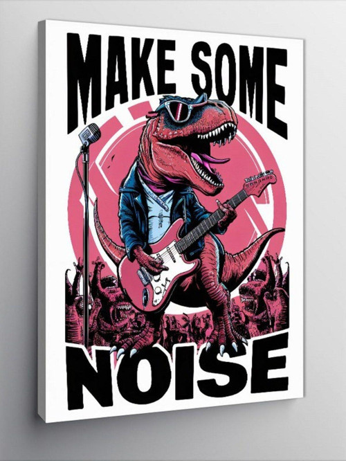 Kanvas Tablo T-Rex Elektro Gitar Çalıyor