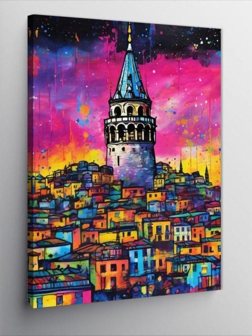 Kanvas Tablo Pastel İstanbul Galata Kulesi