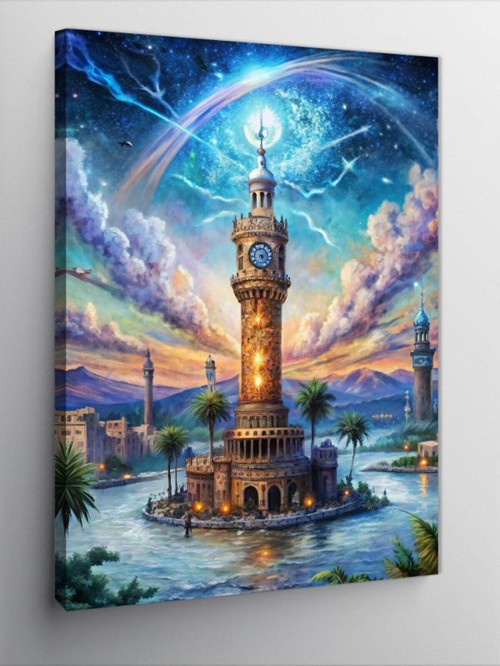 Kanvas Tablo Soyut İzmir Saat Kulesi