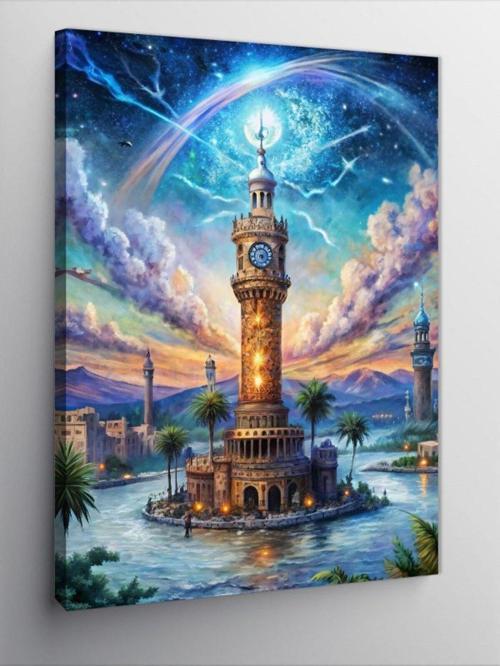 Kanvas Tablo Soyut İzmir Saat Kulesi