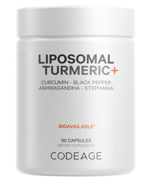 Swanson Liposomal Turmeric - 95% Curcumin Extrat Fermented Botanical Blend Black Pepper, Asvaganda, Ginger,