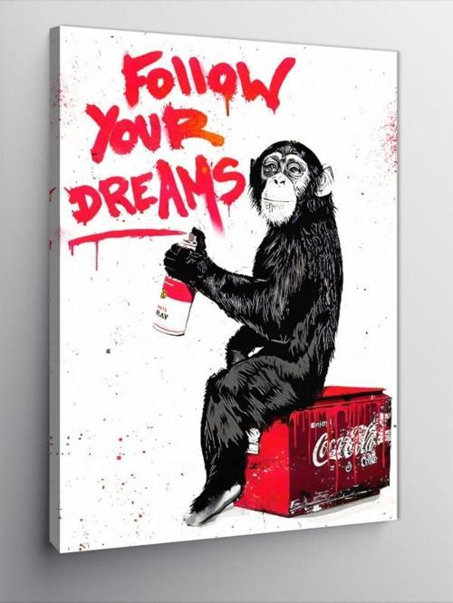 Kanvas Tablo Hayallerini Takip Et Maymun