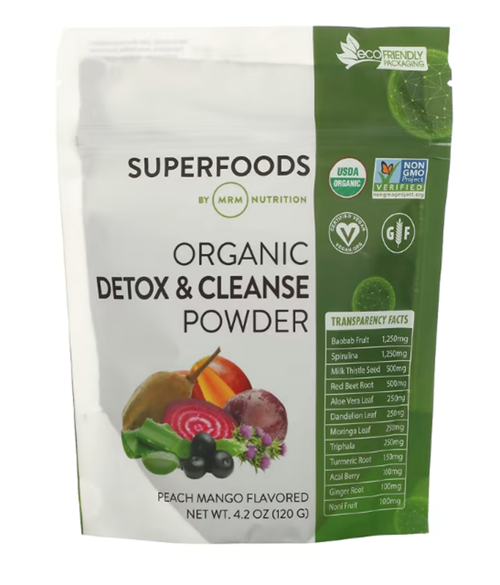 Swanson Mrm Nutrition, Organic Detox & Cleanse Powder, Peach Mango Karaciğer, Böbrekler Ve Bağırsak Temizli
