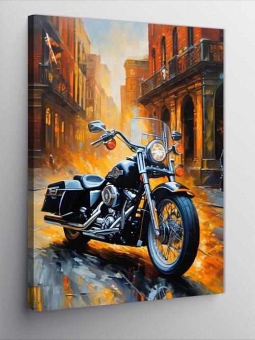 Kanvas Tablo Chopper Motosiklet