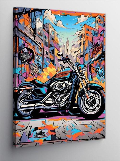 Kanvas Tablo Renkli Motosiklet