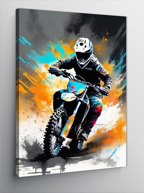 Kanvas Tablo Cross Motosiklet