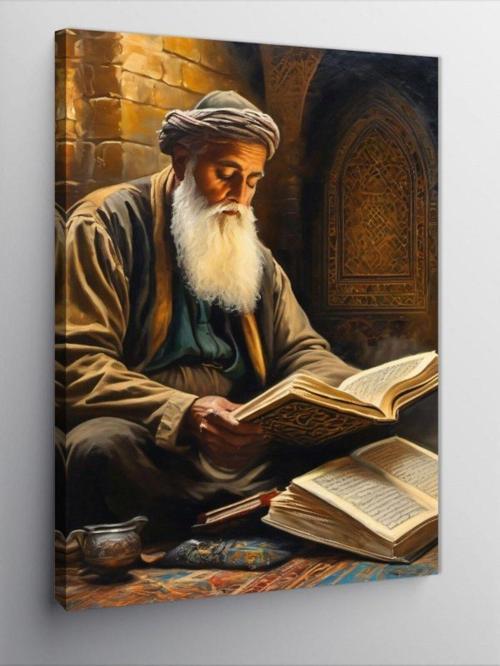 Kanvas Tablo Kuran Okuyan Yaşlı Adam