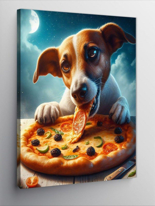 Kanvas Tablo Pizza Yiyen Köpek