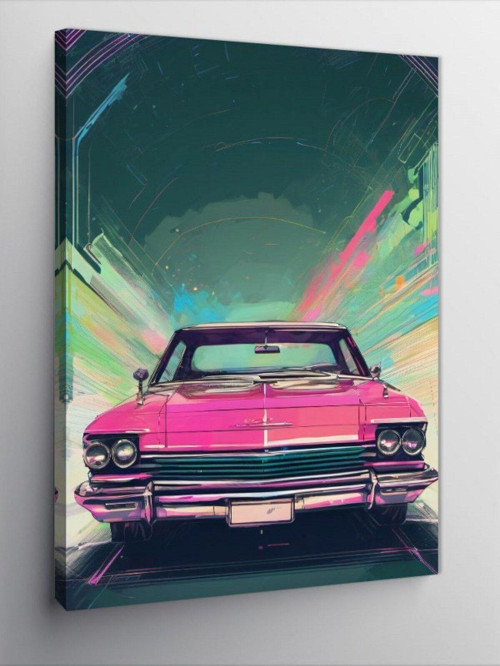 Kanvas Tablo Pembe Klasik Araba