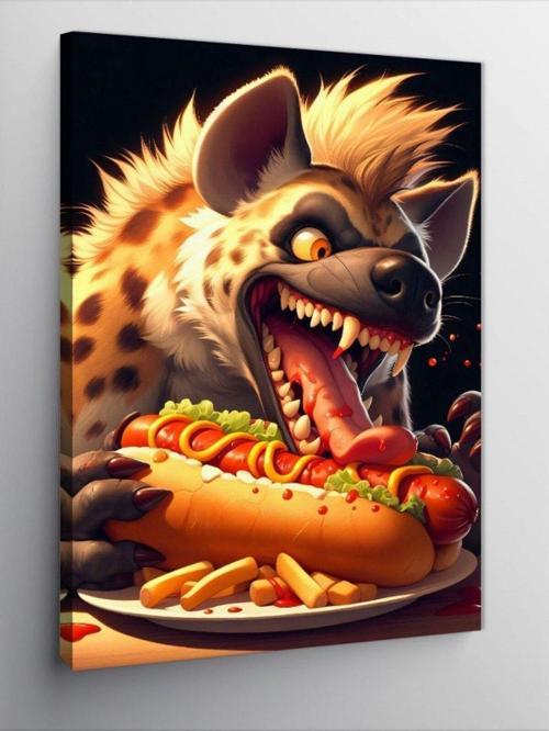 Kanvas Tablo Hotdog Yiyen Sırtlan
