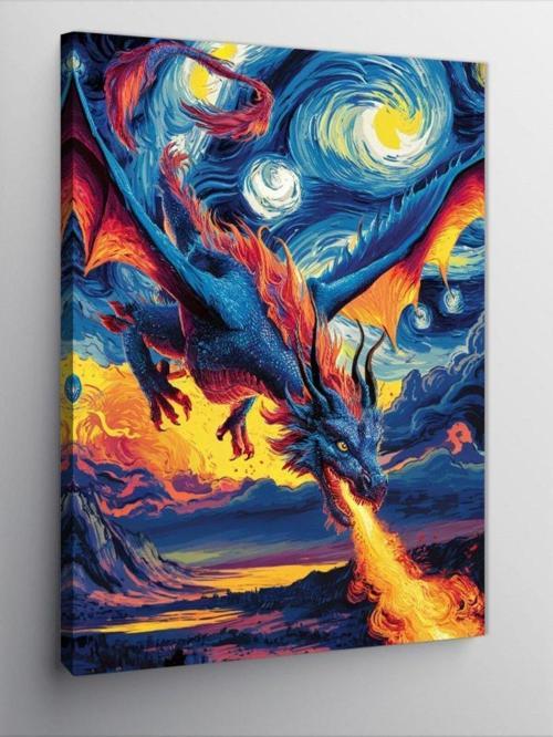 Kanvas Tablo Van Gogh Tarzı Ejderha