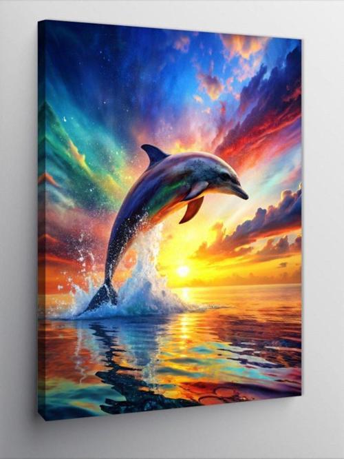 Kanvas Tablo Renkli Gökyüzü Ve Yunus