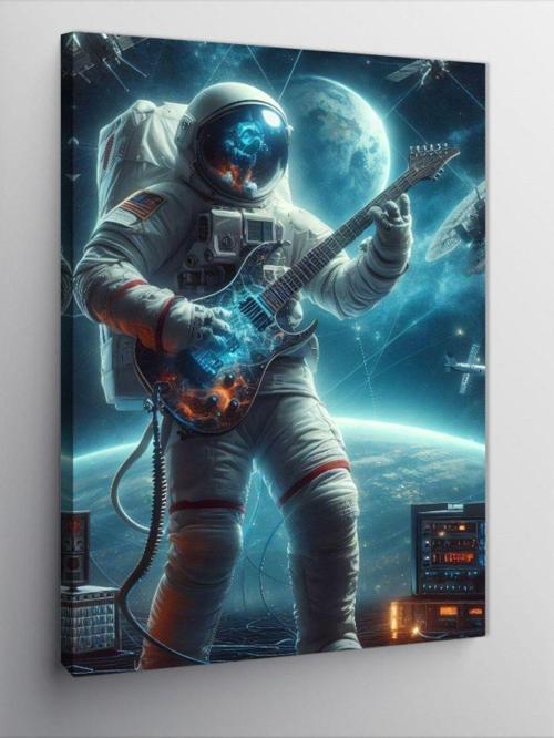 Kanvas Tablo Gitar Çalan Astronot