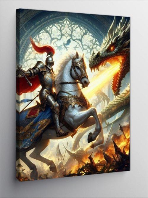 Kanvas Tablo Şövalye Ejderhaya Karşı