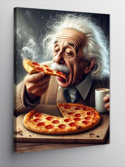 Kanvas Tablo Pizza Yiyen Albert Einstein