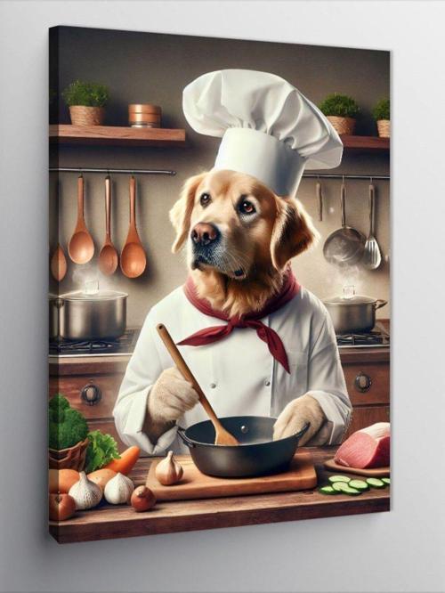 Kanvas Tablo Aşçı Köpek