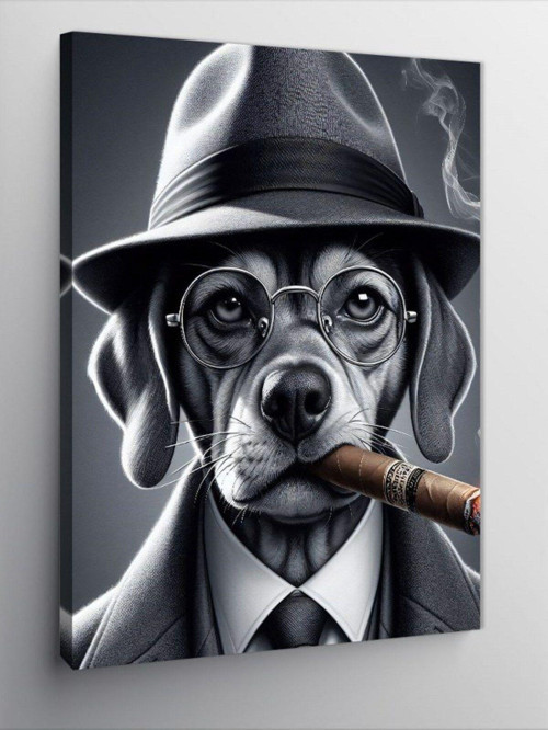 Kanvas Tablo Puro İçen Retro Köpek